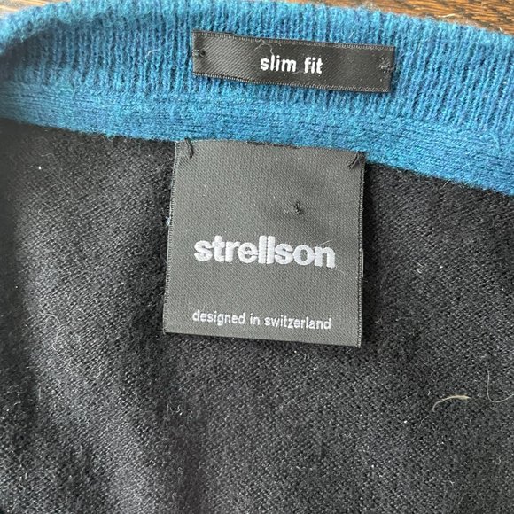 Swiss Design Strellson Men's Sweater Teal & Black Cotton/Silk -Medium - Picture 2 of 9